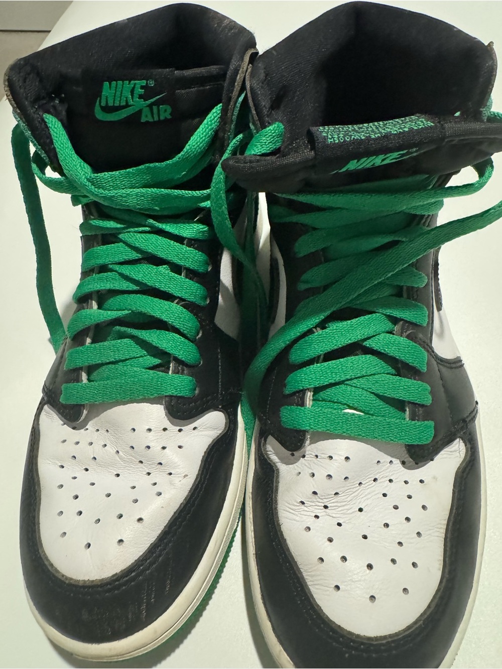 Nike Kids High-Top Sneakers in Black, White & Green